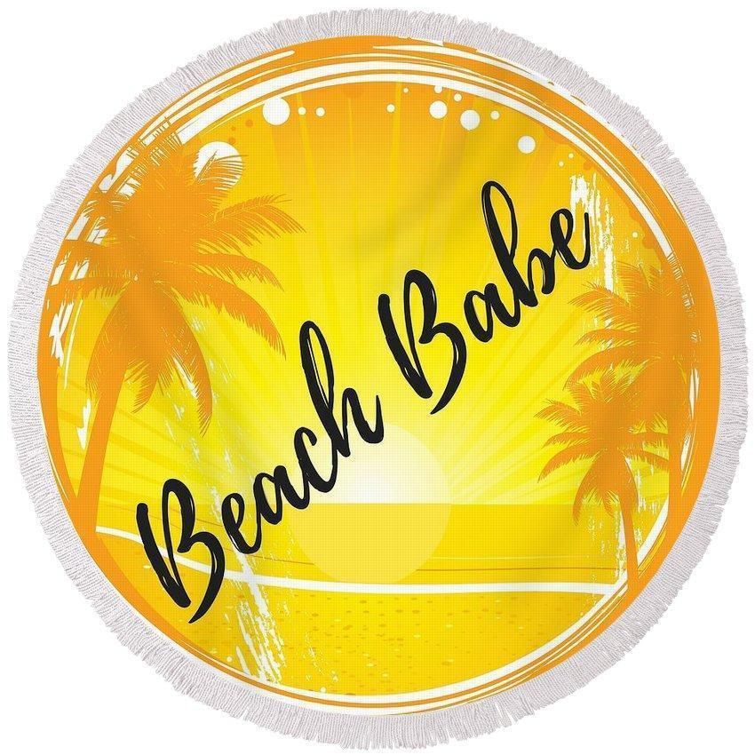 The Beach Babe Sunrise Printed Round Beach Towel