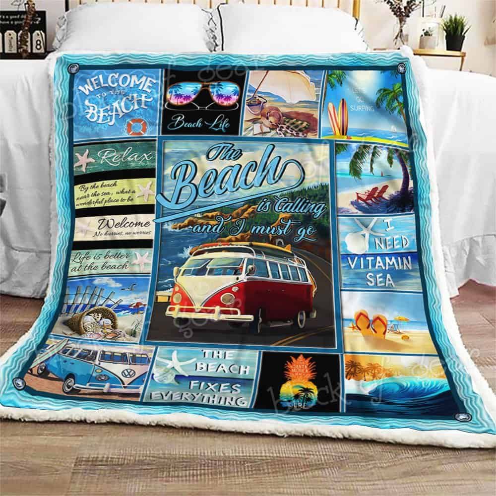 The Beach Is Calling And I Must Go Fleece Blanket