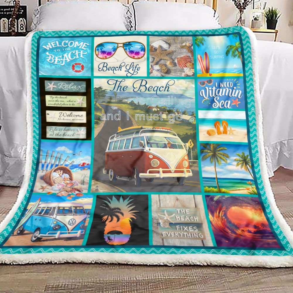 The Beach Is Calling And I Must Go Fleece Blanket