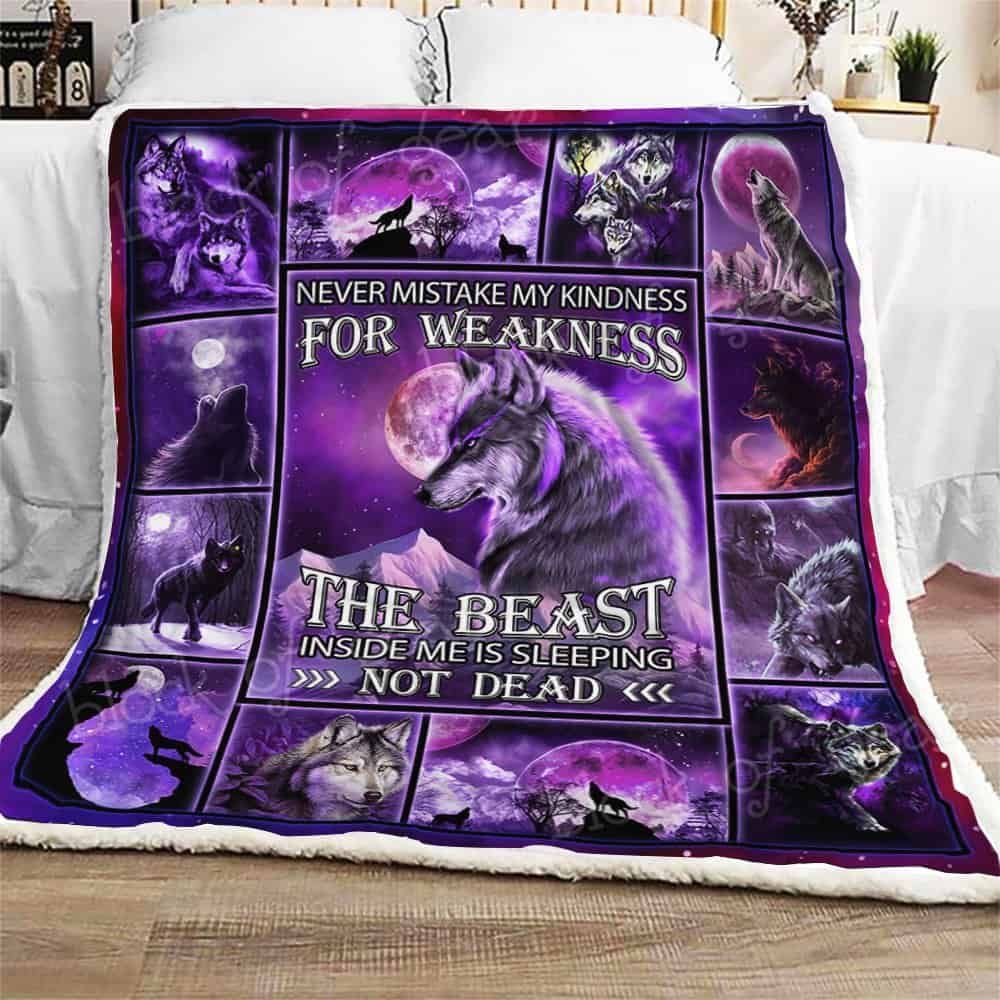 The Beast Inside Me Is Sleeping Not Dead Wolf Fleece Blanket