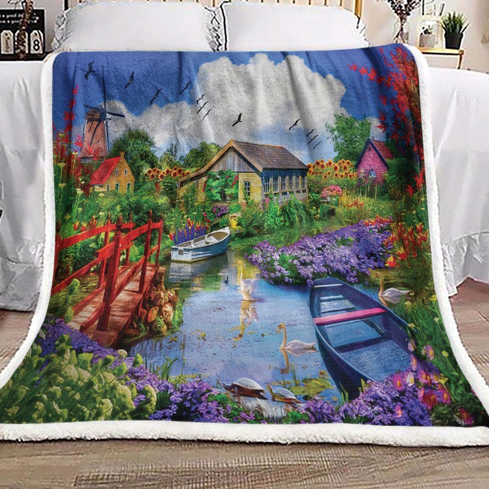 The Beauty Of Flowers In Holland Painting Sherpa Fleece Blanket