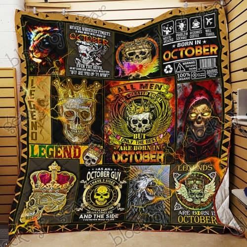 The Best Are Born In October Skull CL18100697MDQ Quilt Blanket