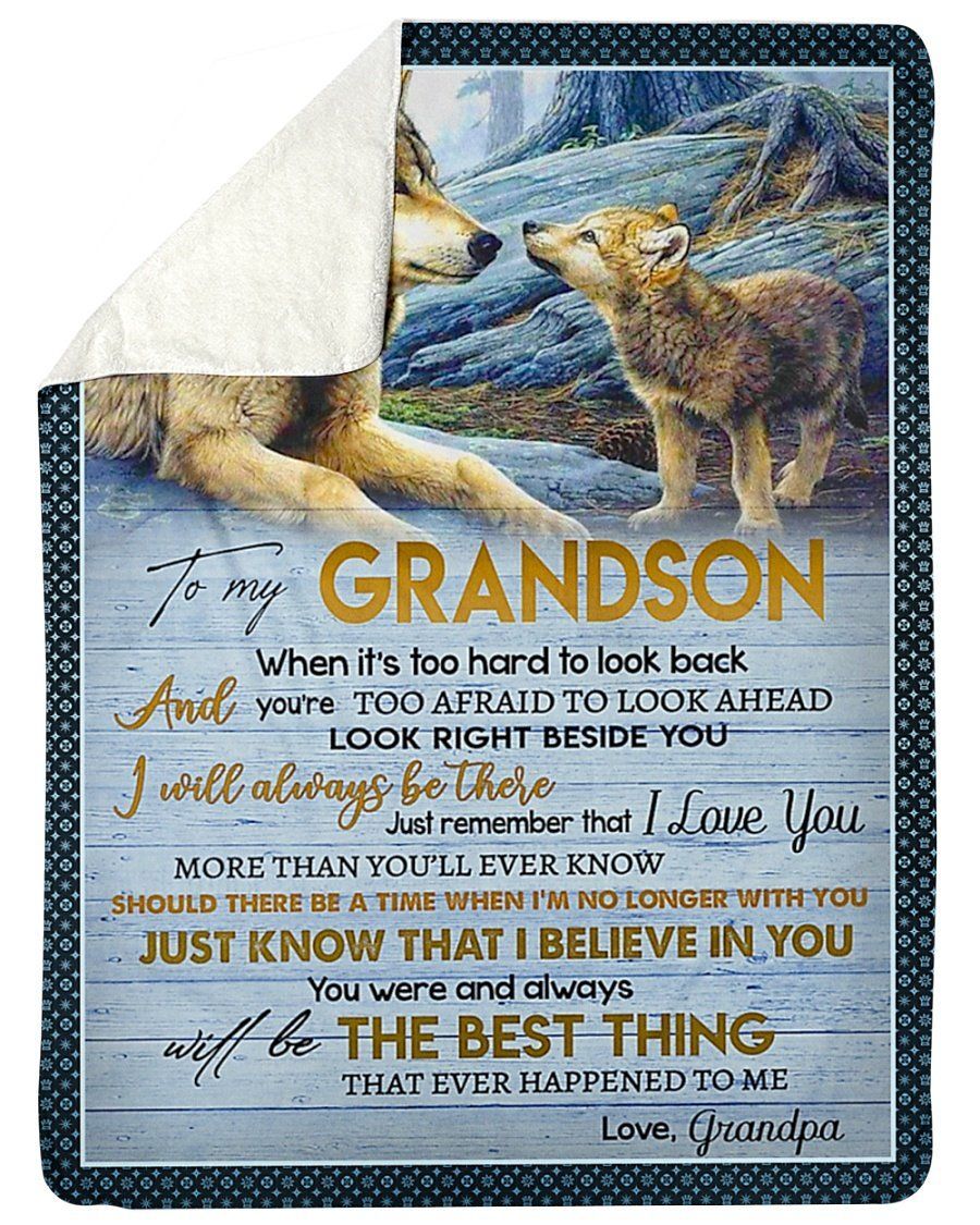 The Best Thing Happened To Me Grandpa To My Grandson Fleece Blanket Sherpa Blanket