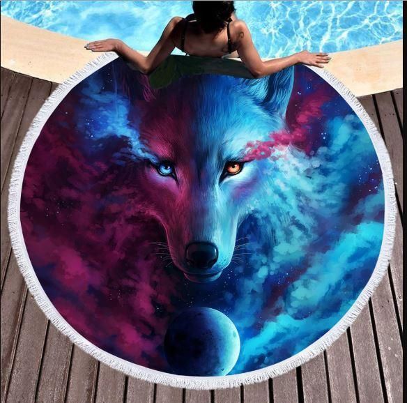 The Cloud Pink And Blue Art Printed Round Beach Towel