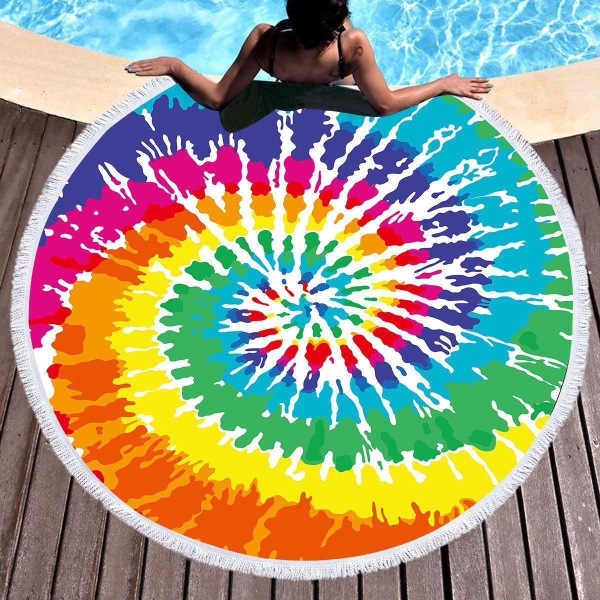 The Color Creation Tye Die Printed Round Beach Towel