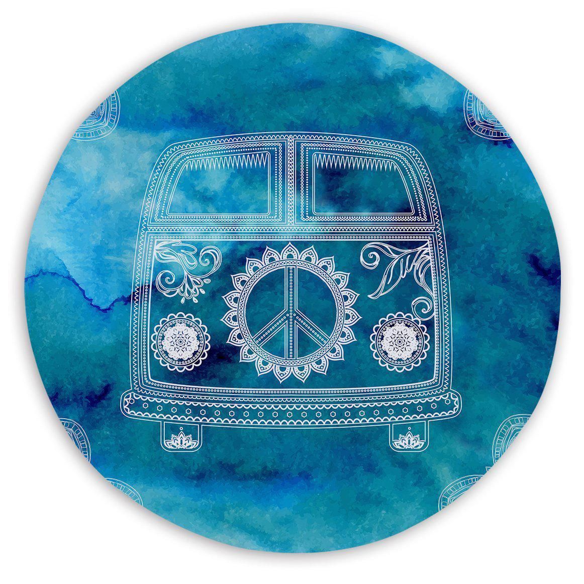 The Cool Bus Printed Round Beach Towel