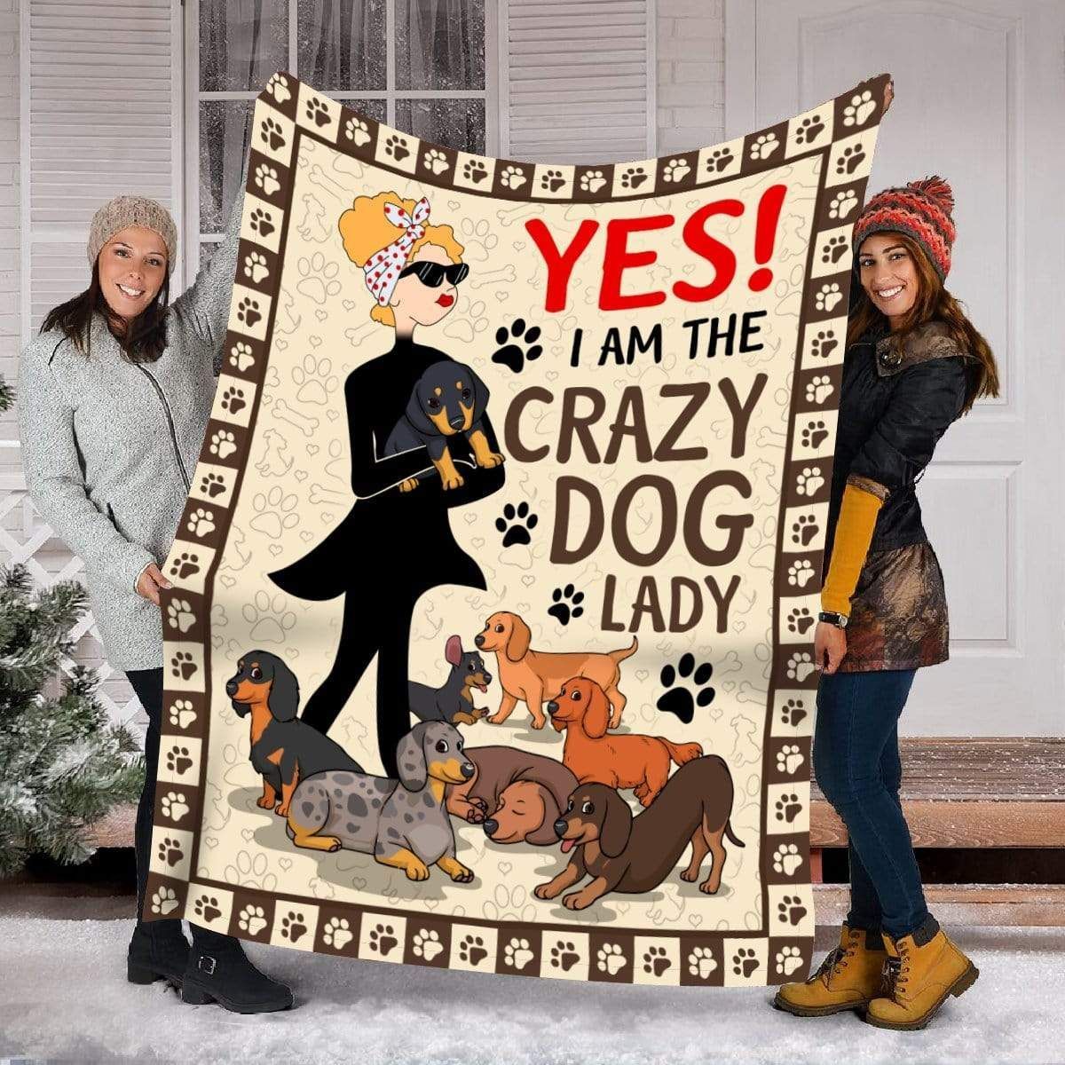 The Crazy Dog Lady Dachshund Fleece Blanket Gift For Dog Lovers