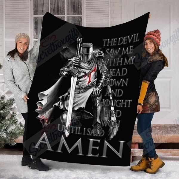 The Crusader The Devil Saw Me Knight Templar Fleece Blanket