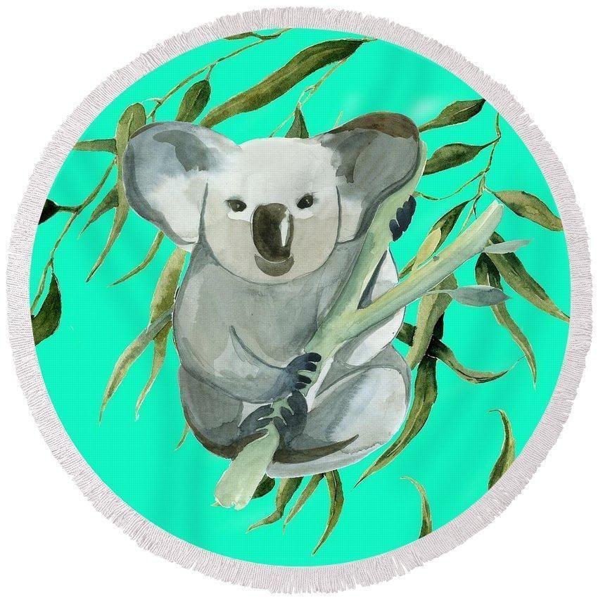 The Cuddly Koala Printed Round Beach Towel