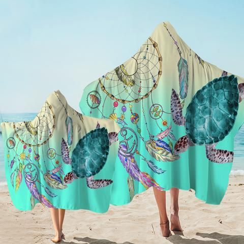 The Dreamcatcher And Sea Turtle Printed Hooded Towel