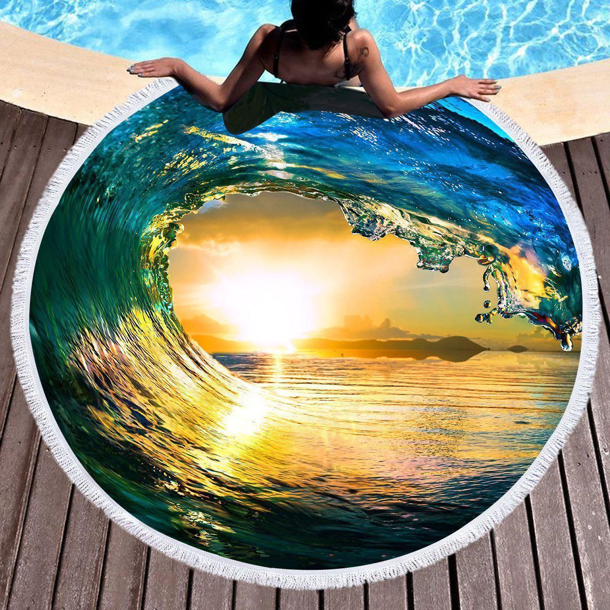The Eye Of The Ocean Printed Round Beach Towel