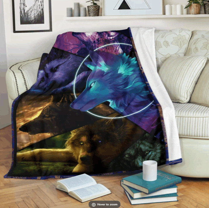 The Fancy Wolf Sherpa Fleece Blanket