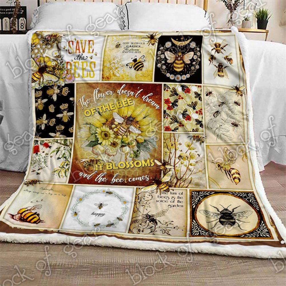 The Flower Blossoms And The Bee Comes Sherpa Fleece Blanket