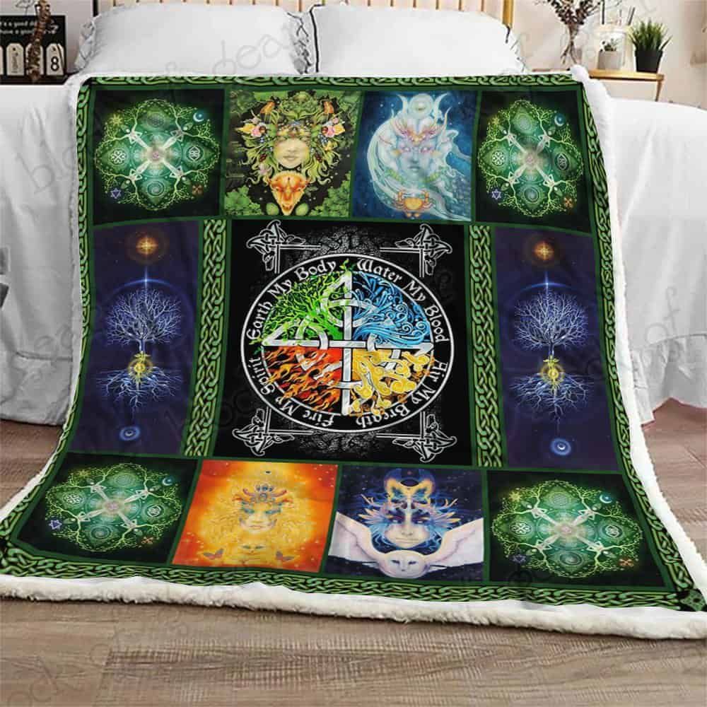 The Four Elements Pagan Fleece Blanket