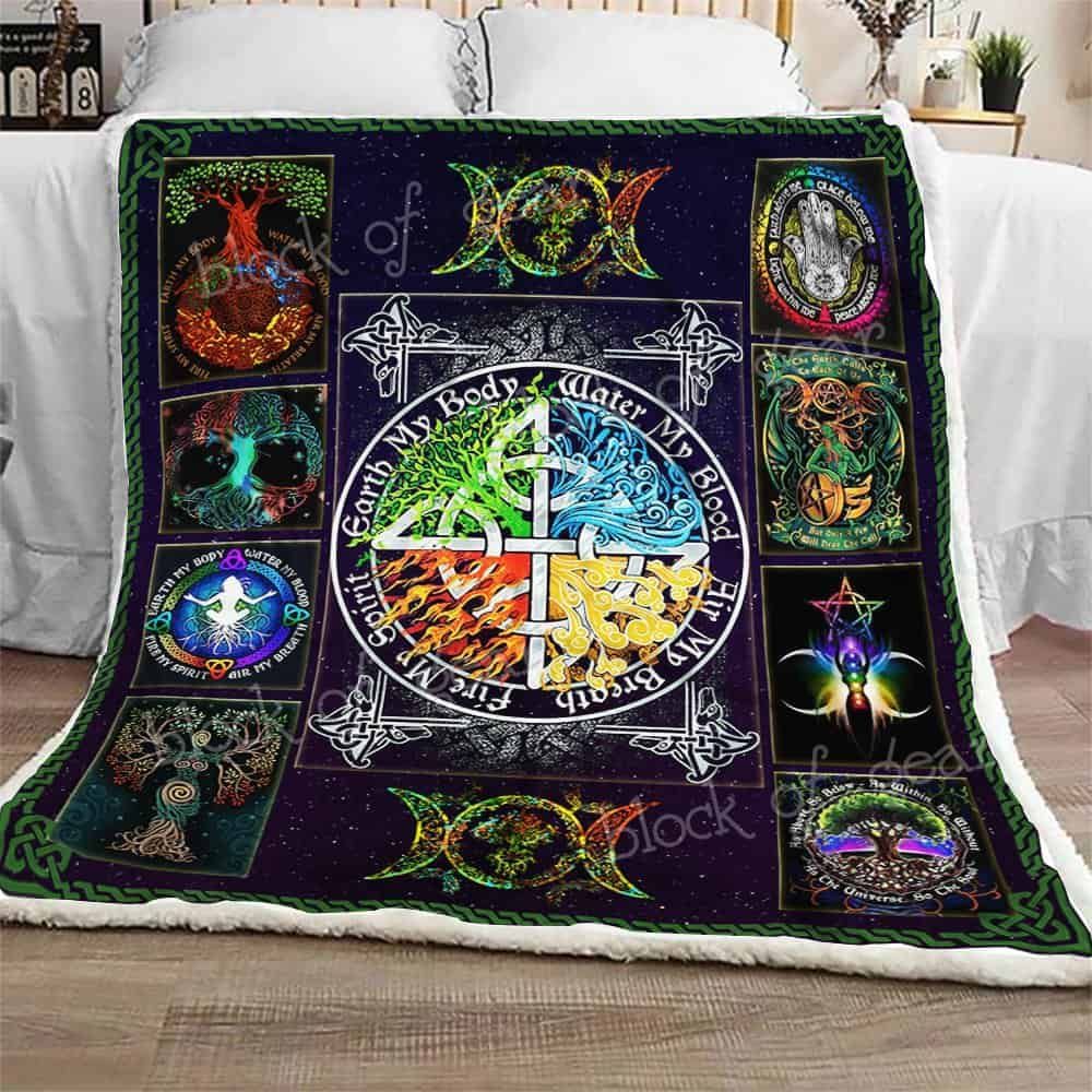 The Four Elements Pagan Witch Fleece Blanket