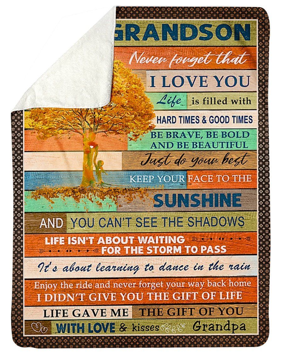The Gift Of You Grandpa To My Grandson Fleece Blanket Sherpa Blanket