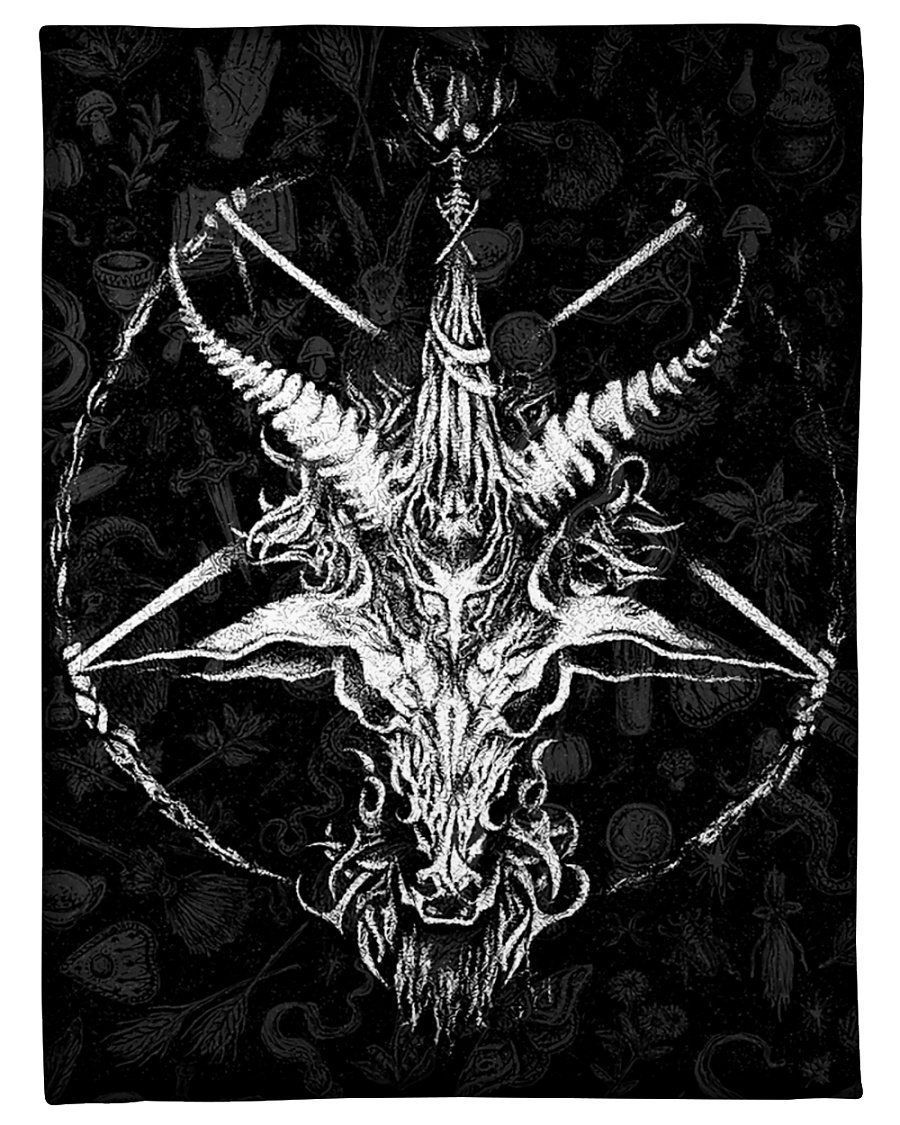 The Goat Head Black And White Style Painting Art Fleece Blanket