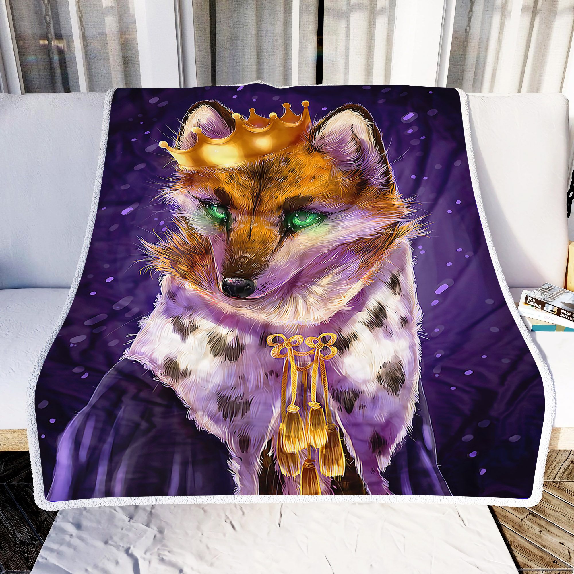 The Golden Crown Fox Fleece Blanket