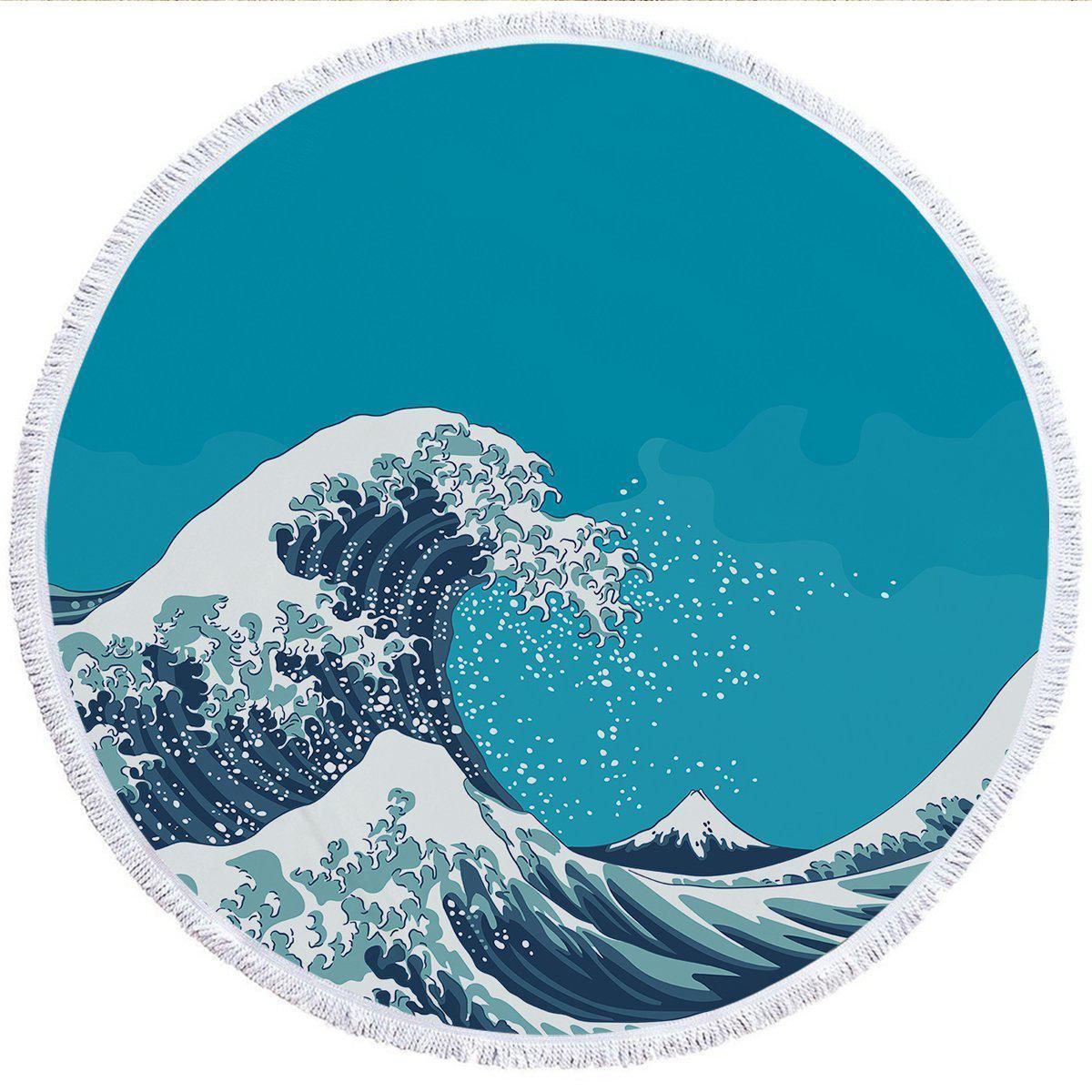 The Great Wave Printed Round Beach Towel