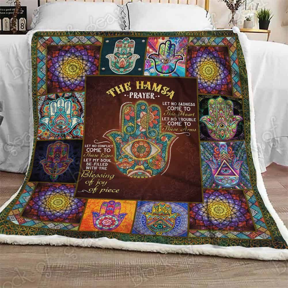 The Hamsa Prayer Fleece Blanket