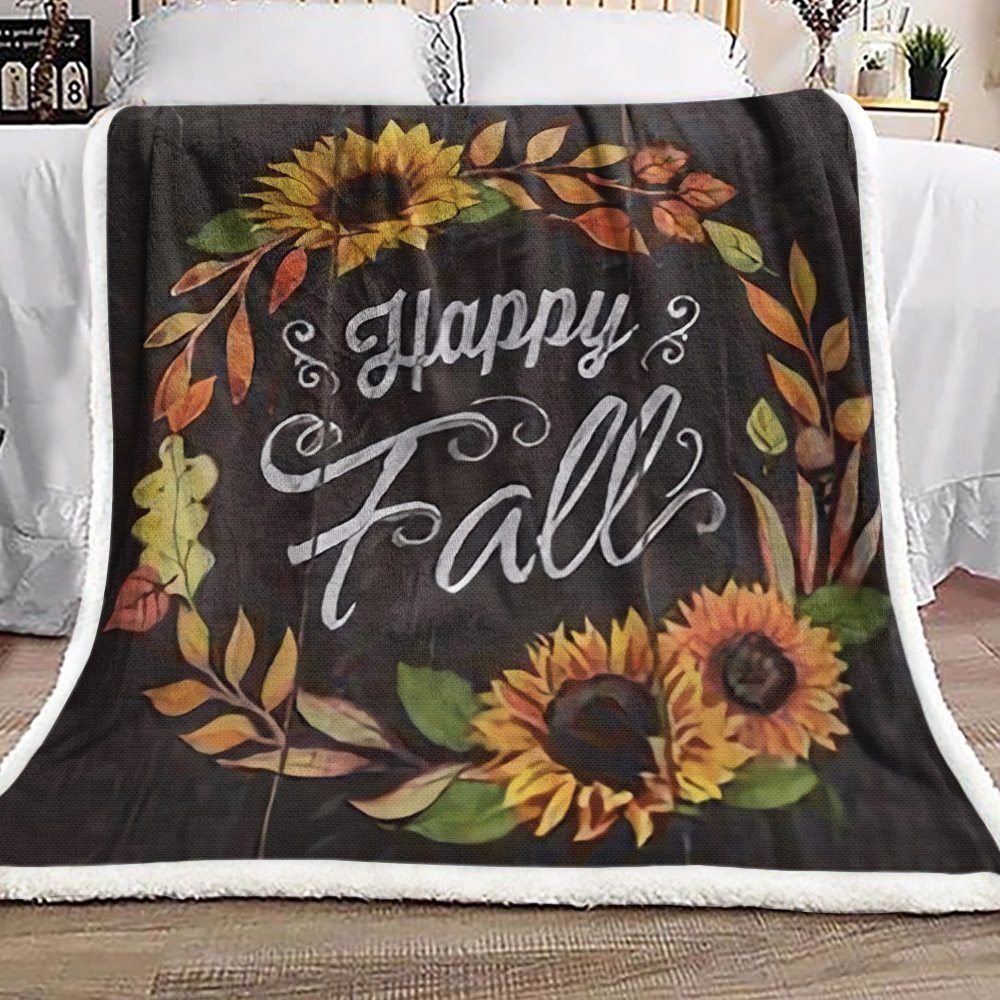 The Happy Fall Sherpa Fleece Blanket