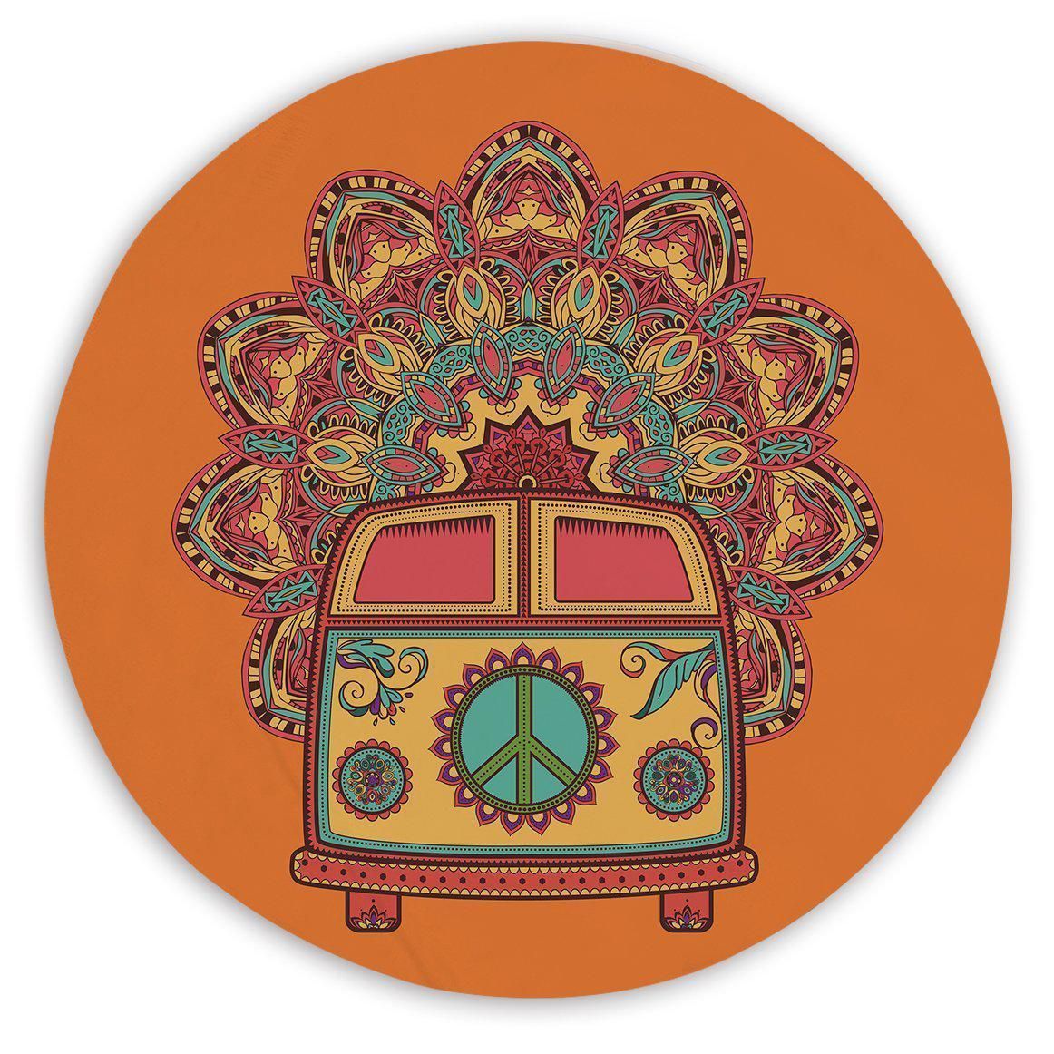 The Happy Kombi Printed Round Beach Towel