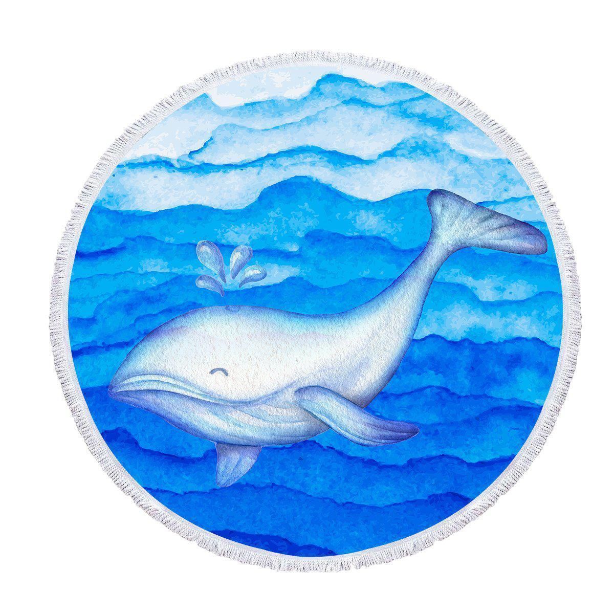 The Happy Whale Printed Round Beach Towel
