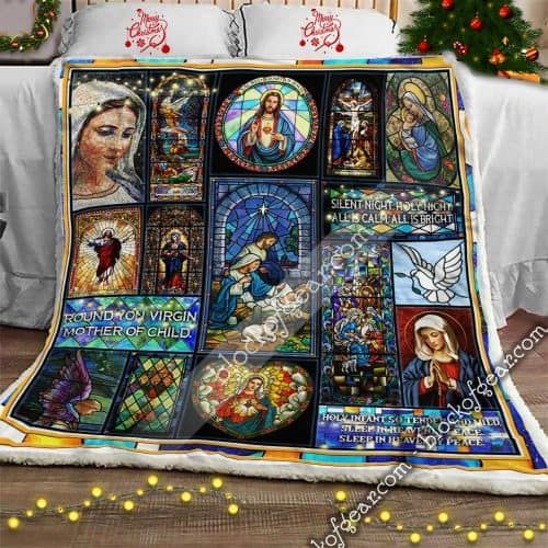 The Holy Family Faith Christianity Sherpa Fleece Blanket