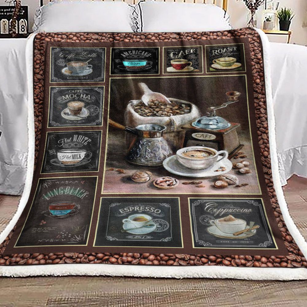 The Kinds Of Famous Coffee Sherpa Fleece Blanket