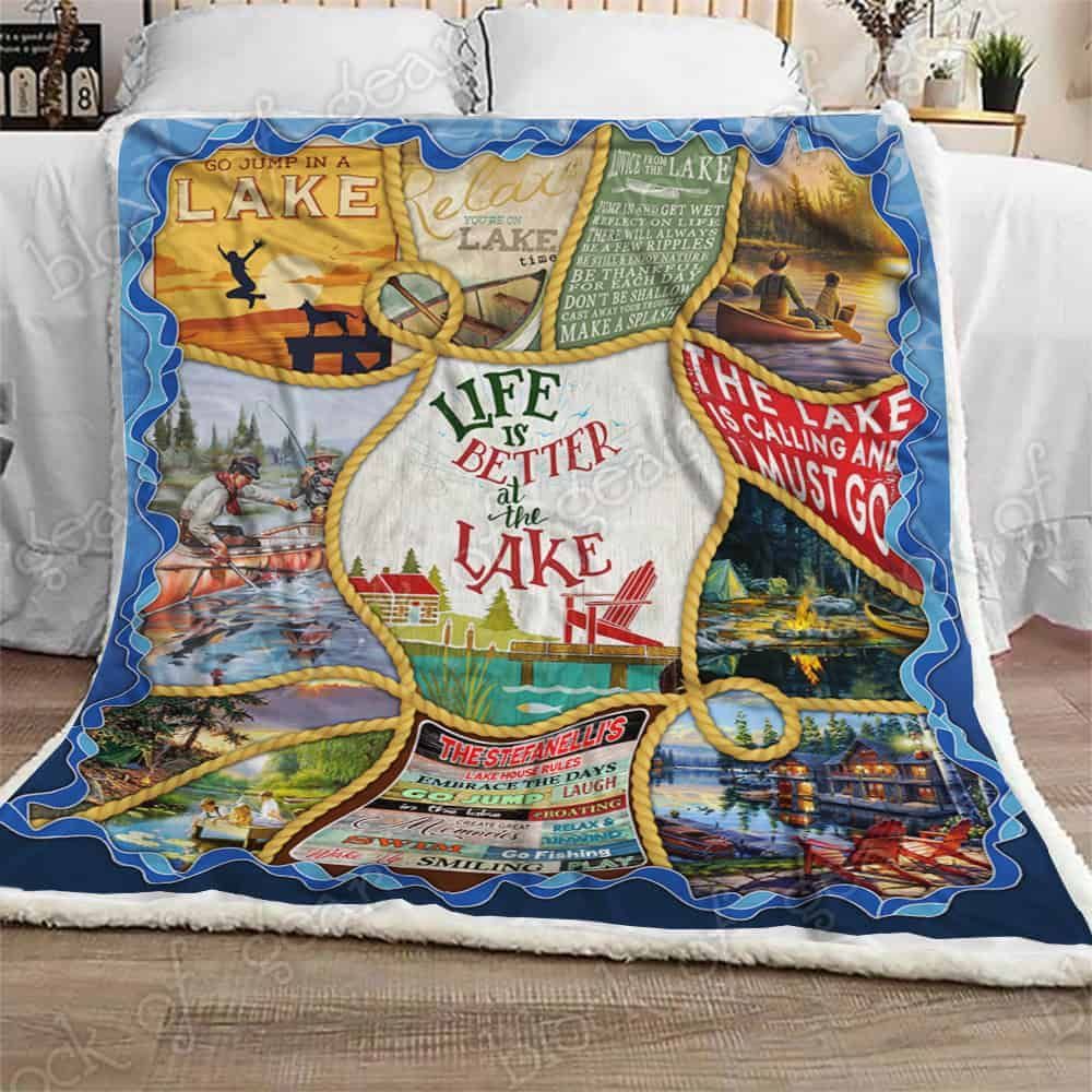The Lake Is Calling And I Must Go Sherpa Fleece Blanket