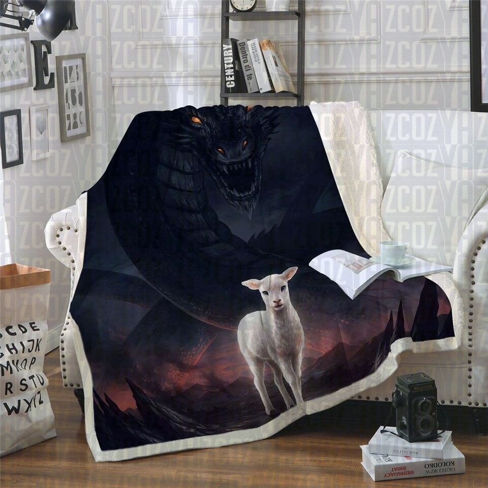 The Lamb And The Dragon Sherpa Fleece Blanket