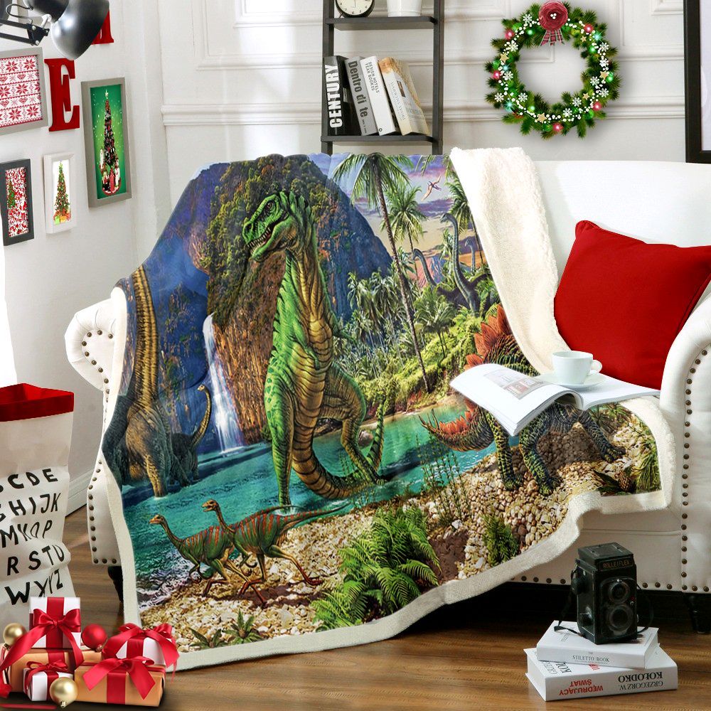 The Land Of The Dinosaurs Sherpa Fleece Blanket