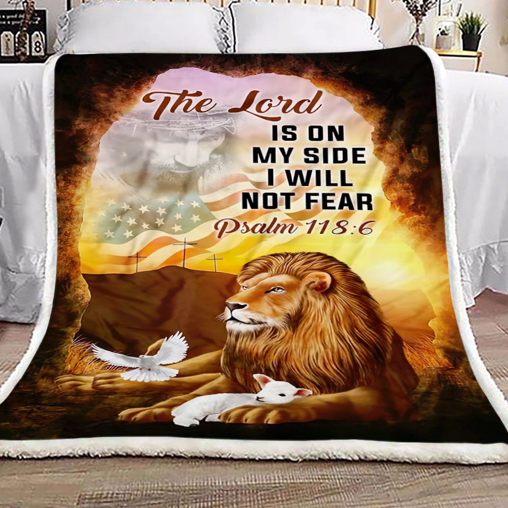 The Lord Is On My Side I Will Not Fear The Lion Fleece Blanket