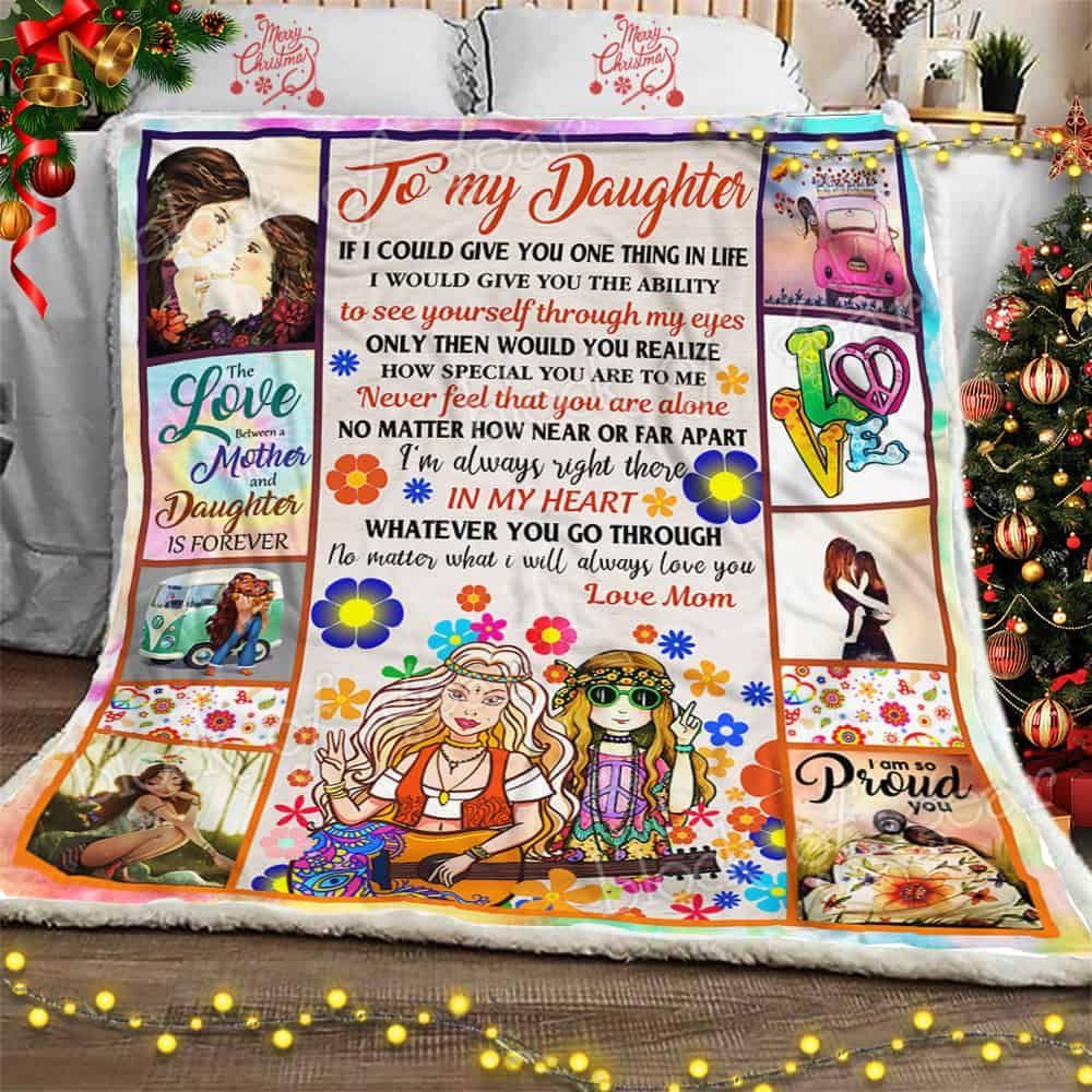 The Love Between A Mother And Daughter Is Forever Hippie Fleece Blanket