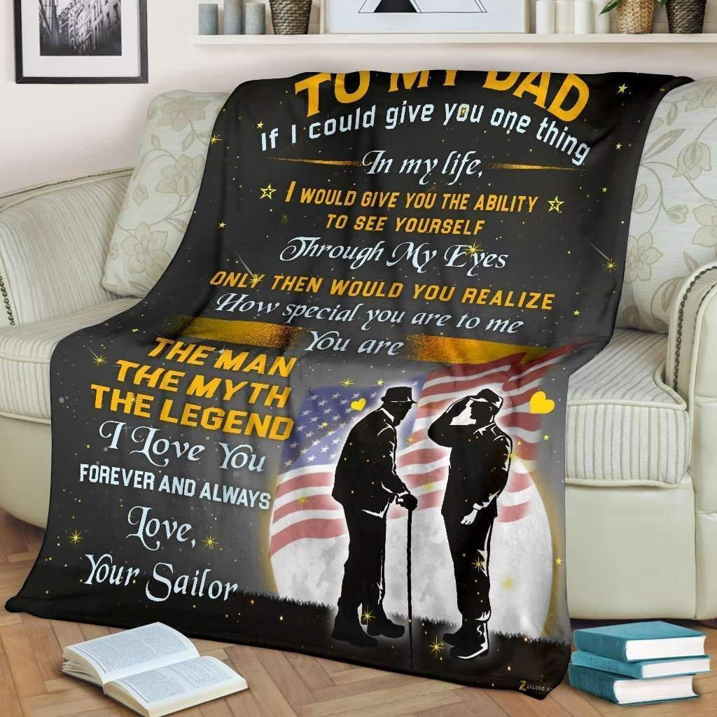 The Man The Myth The Legend Navy Sailor Gift For Dad Fleece Blanket