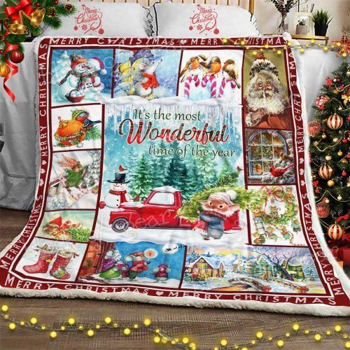 The Most Wonderful Time Of The Year Christmas Sherpa Fleece Blanket