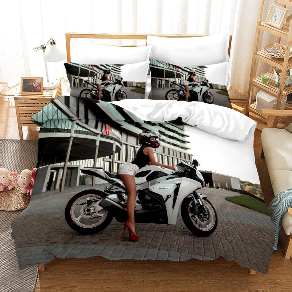 The Motorcycle Girl 3d Printed Bedding Set
