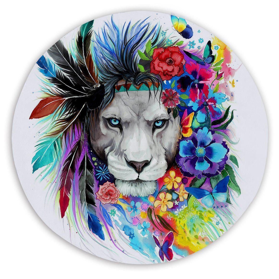 The Original Lion Vibes Printed Round Beach Towel