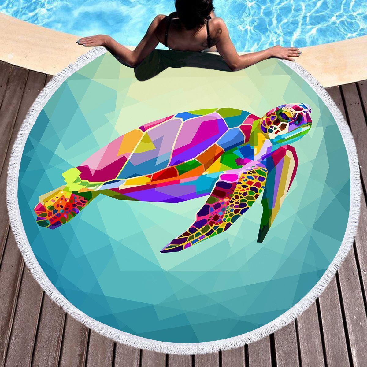 The Original Maui Sea Turtle Printed Round Beach Towel