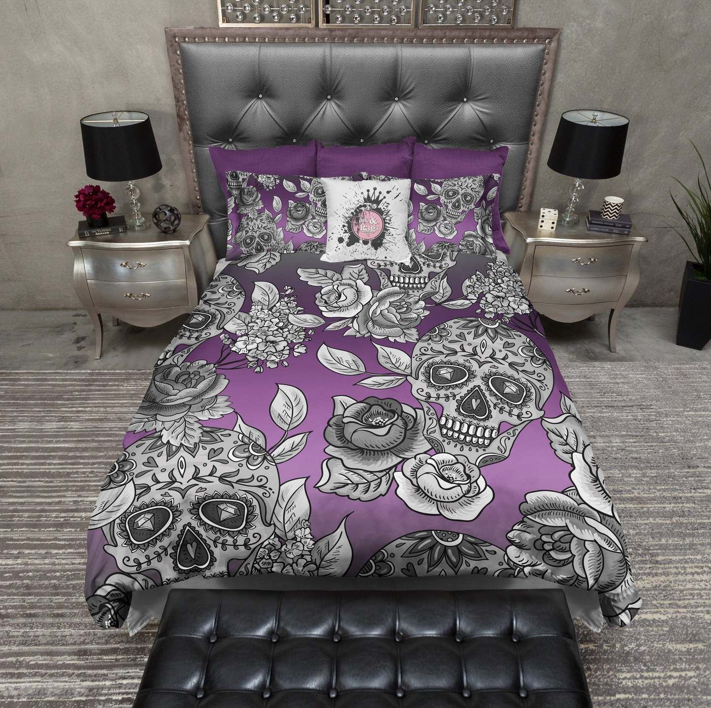 The Original Purple Ombre Sugar Skull Bedding Set