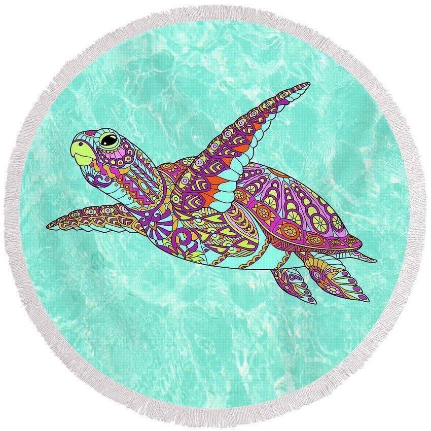 The Original Sea Turtle Spirit Printed Round Beach Towel