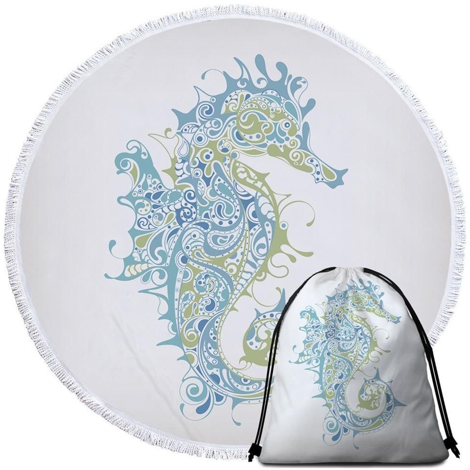 The Original Sugar Seahorse Printed Round Beach Towel