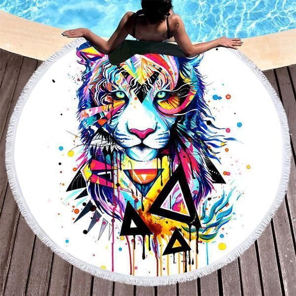 The Original Tiger Spirit Printed Round Beach Towel