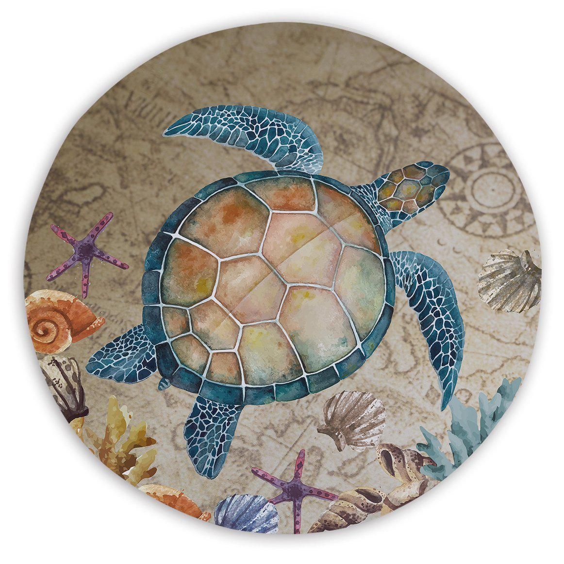 The Original Turtle Island Printed Round Beach Towel