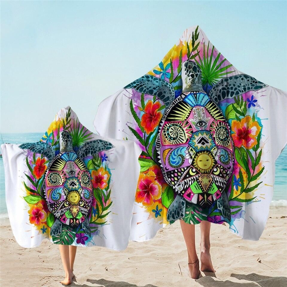 The Original Turtle Mystic Pattern Printed Hooded Towel