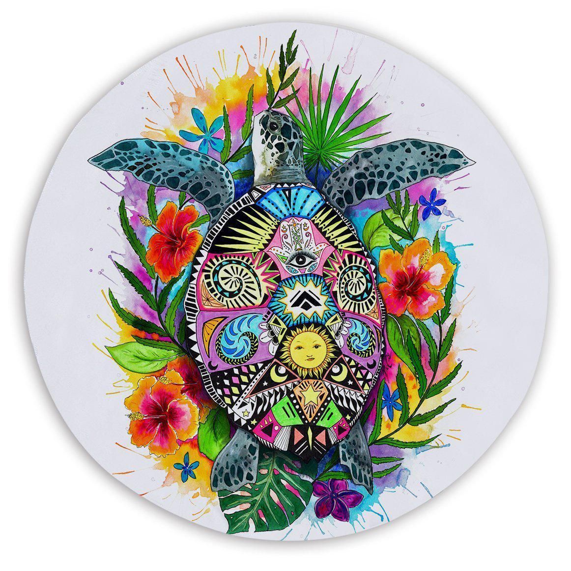 The Original Turtle Mystic Printed Round Beach Towel