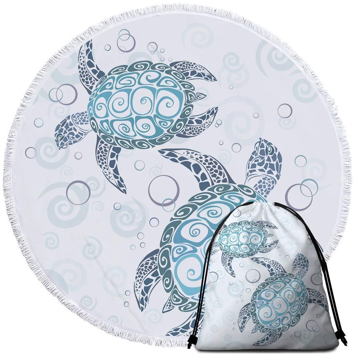 The Original Turtle Printed Round Beach Towel