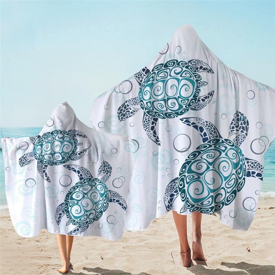 The Original Turtle Twist Pattern Printed Hooded Towel
