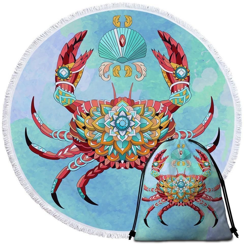 The Royal Crab 3d Printed Round Beach Towel