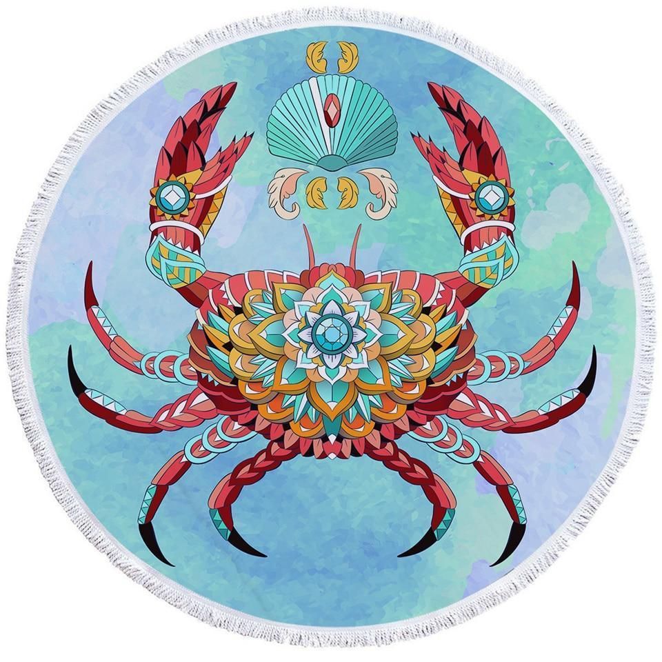 The Royal Crab Printed Round Beach Towel